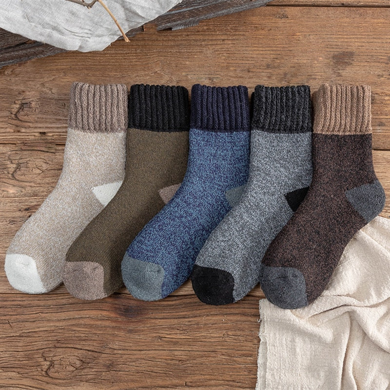 5Pairs/Lot Winter Thicken Wool Socks Men&