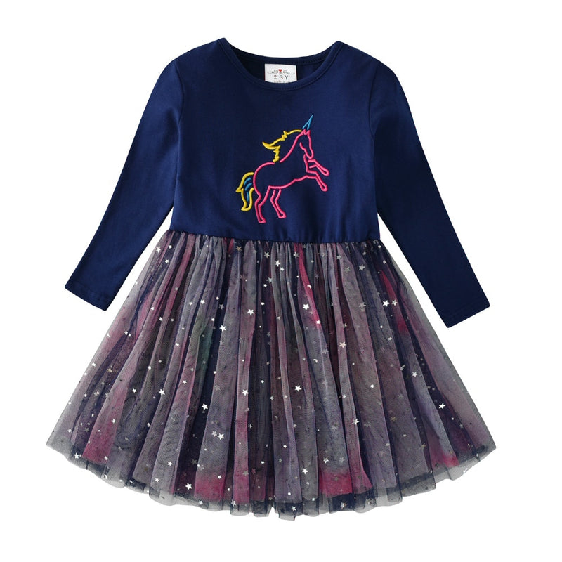 VIKITA Kinder Partykleid für Mädchen Kinder Pailletten Kleider Mädchen Stern Kleid Kleinkinder Freizeitkleider Kinder Herbst Kostüme