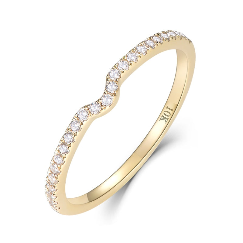 Kuololit 10K Yellow Gold 100% Natural Moissanite Gemstone Rings for Women Handmade Eternity Band Rings Engagement Fine Jewelry