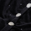 SEQINYY Velvet Dress 2020 Spring Autumn New Fashion Design Women 3/4 Sleeve Crystal Button Slim Bling Mini Black Dress