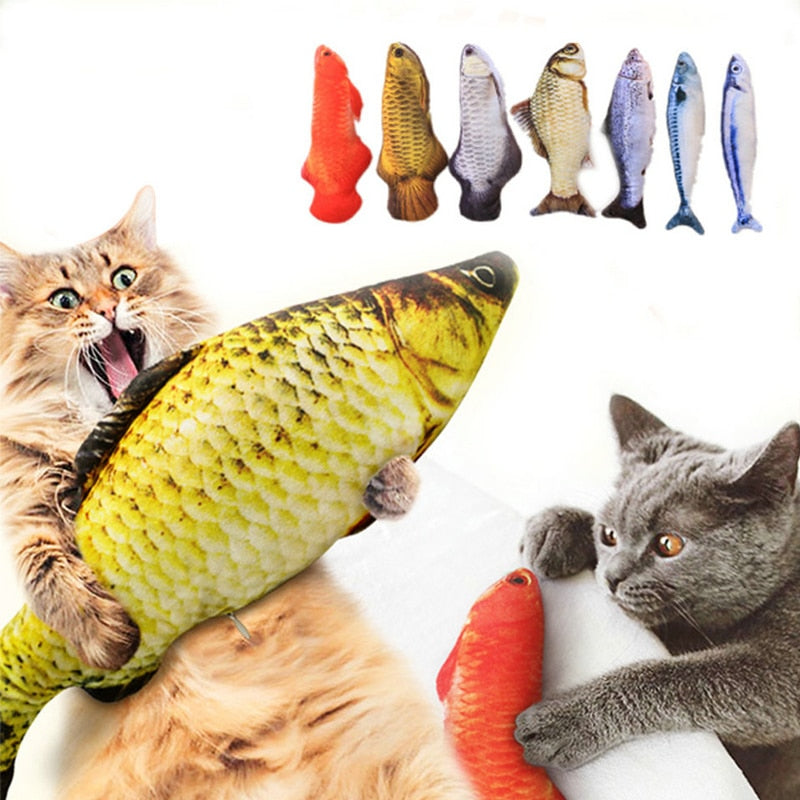 Juguete para gatos, pez interactivo, hierba gatera, juguete para mascotas, peluche suave, forma de pez 3D, regalos, juguetes, almohada de peluche, muñeca, pez de imitación, juguete para jugar