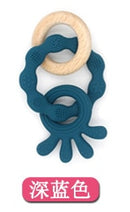 1PC Silicone Teether Baby Rudder Shape Wooden Teether Ring Kid Gift Food Grade Silicone Children&