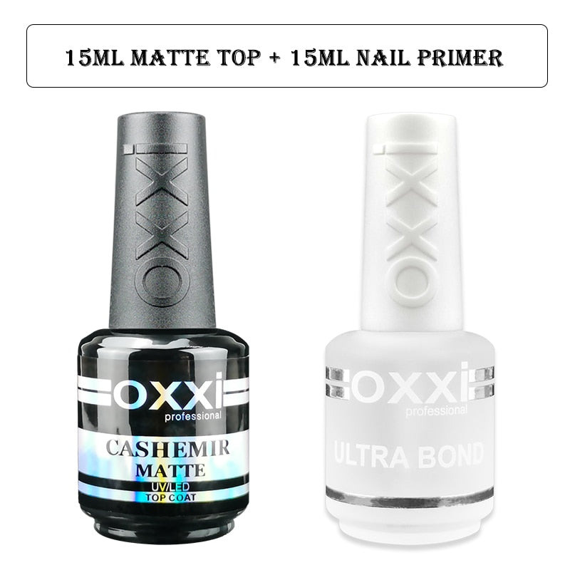 oxxi Latest 15ml Nail Rubber Base Coat Semi Permanant UV Gel Varnishes Primer for Nails Matte Top Coat Nail Art Base Top Gellak