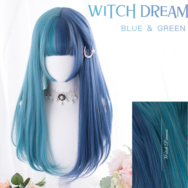 SHANGKE Synthetic Red Black Blonde White Lolita Wigs For Women Long Straight Wig With Bangs Genshin Impact Cosplay Wig