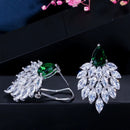 Pera High Quality Handmade Vintage Women Party Jewerly Bohemian Style Big Green Stone Drop Earrings With Cubic Zirconia E053