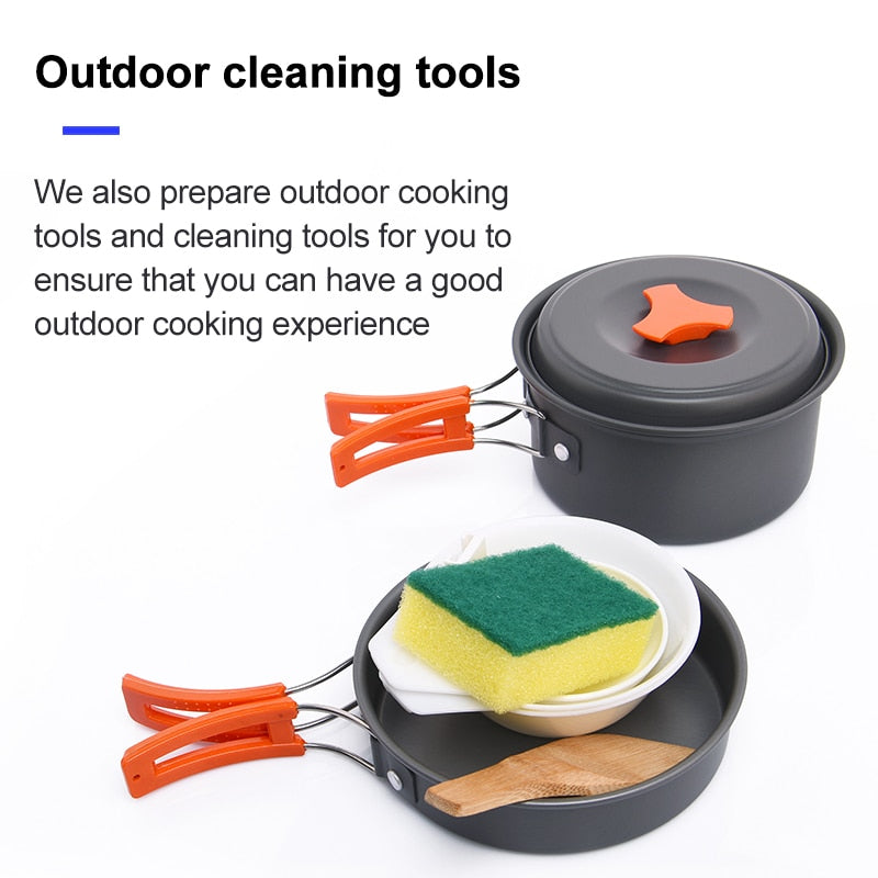 Widesea Camping Tableware Outdoor Cookware Set Pots Tourist Dishes Bowler Kitchen Equipment Gear Utensils Hiking Picnic Travel