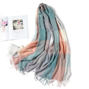 2022 Plaid Frauen Hijab Schal Pashmina Dame Tücher Foulard Stirnband Quaste Kaschmirähnliche Winter Schals Warme Weibliche Wraps Bandana