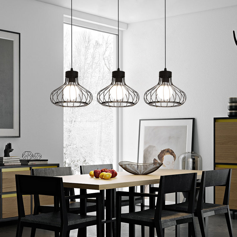 Retro Industrial Metal Pendant Light, Vintage Cage Ceiling Lamp, for Bar, Dining-room, Study, Kitchen, Bedroom,  220V/E27 Base