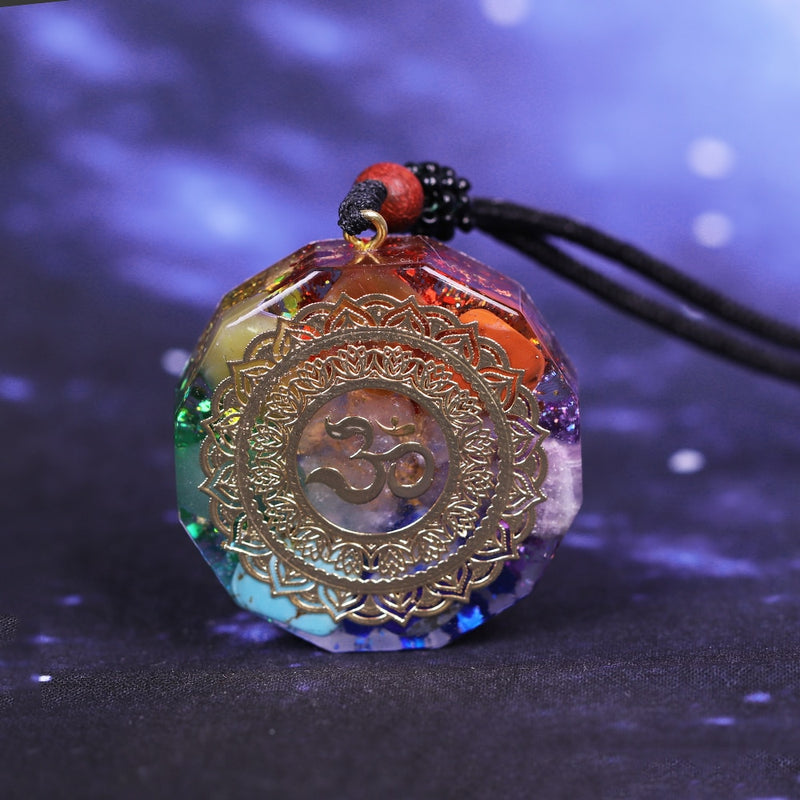 Natural Crystal Chakra Orgonite Energy Pendant Energizing Om Orgonite Necklace Bring Lucky Necklace Absorbs Negative Energy Gife