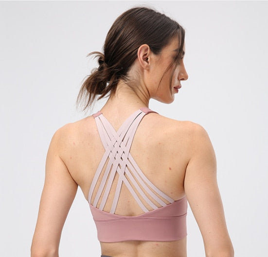 NWT Cross Tanks Yoga bra Women Tank Tops Fitness Shock Proof Quick Dry Backless Push Up Crop Bra Size XS-XL