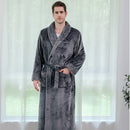 Women Men Winter Plus Size Flannel Robe Extra Long Hooded Warm Bathrobe Lovers Thick Kimono Bath Robe Male Dressing Gown Robes
