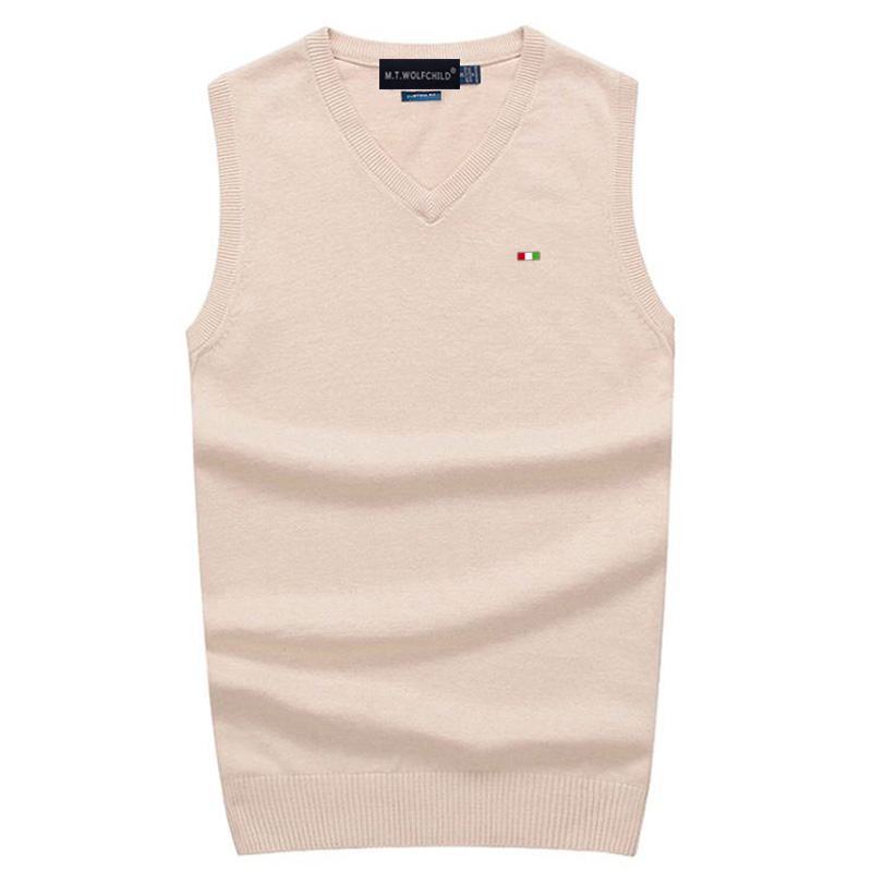Good Quality Spring Autumn Men's Vest Sleeveless Sweaters Pullovers 100% Cotton Casual Knitted Vest Fashion Knitted Male Tops