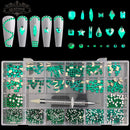 21 Grids Crystals Diamonds Nail Rhinestones Set 3100pcs FlatBack Rhinestones Kit Sparkling Nail Art With 1 Pen For Decorations