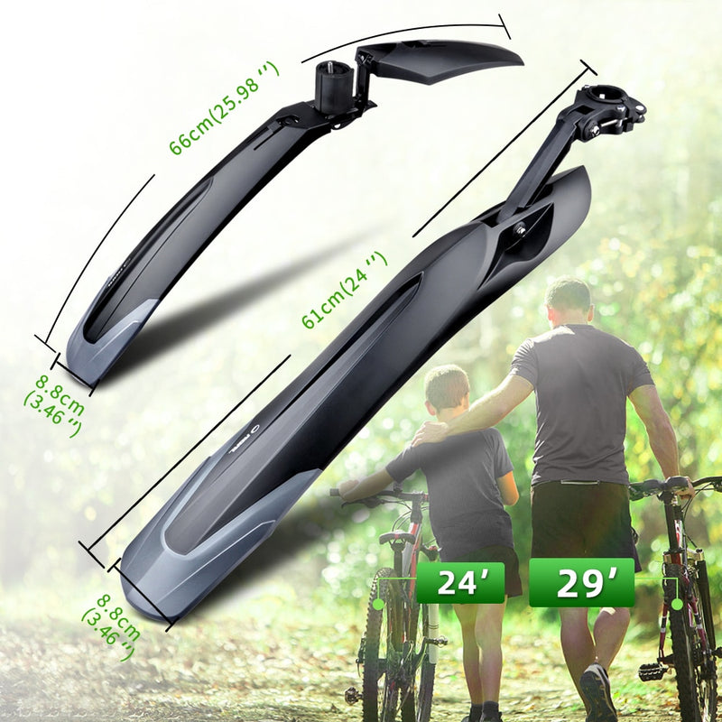 RBRL Bicycle Mudguard Set Mountain Bike Cycling Fender Adjustable MTB Widen Lengthen TPE Patent Quick Release E-Bike Protector