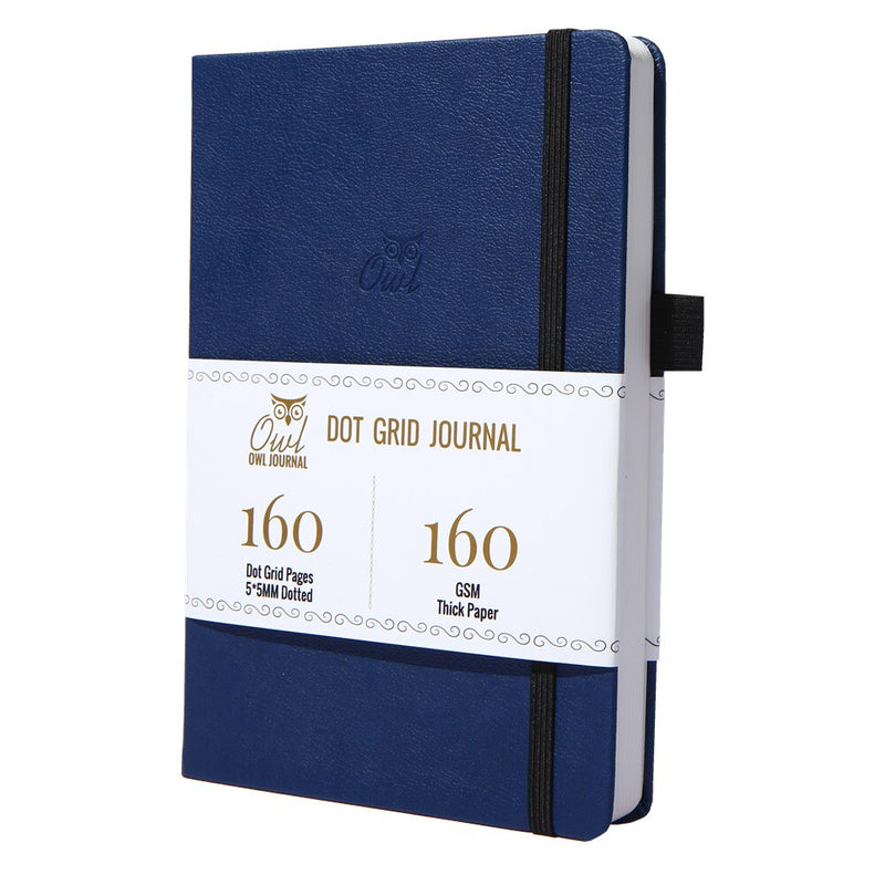 BUKE Dotted Journal Dot Grid Notebook Sketcbook - PU Leather, 160gsm Thick Paper, Inner Pocket, Elastic Closure, Pen Holder