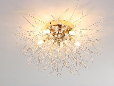 Crystal snowflake chandelier For Living Room Kitchen Rectangle Globe Dandelion chandelier Nordic Decor round led ceiling lamp