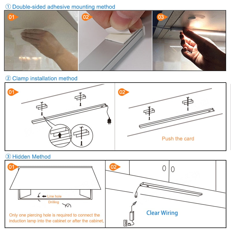 2 teile/los usb led unter schrank küche lichter 5 v 3 farben handfeger sensor lampe led schrank licht schlafzimmer kleiderschrank beleuchtung