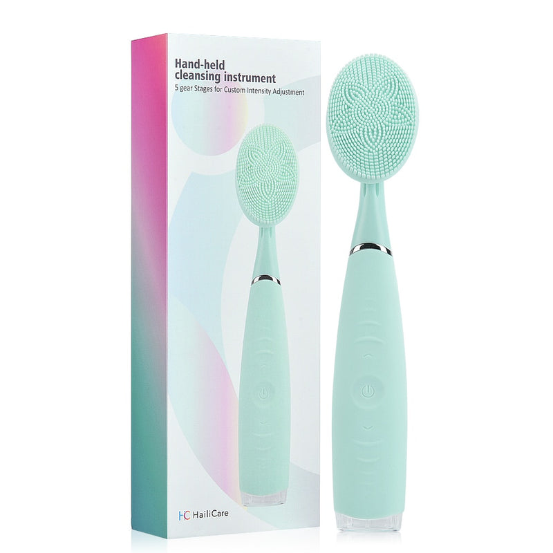 Portable Electric Facial Cleansing Brush Waterproof Silicone Cleansing Tool Handheld Facial Cleaning Brush Mini Pore Cleaner