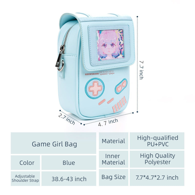 GeekShare Game Girl Bag For Women Kawaii Light Blue One Shoulder Bags Girl 2022 New Fashion Messenger Bag Super Cute With Strap