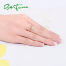 SANTUZZA Silver Ring For Women 925 Sterling Silver Heart Female Rings Rose Gold Color Cubic Zirconia Ring Set  Fashion Jewelry