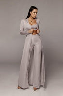 3 piece set women bandage lace up long sleeve cardigan coat loose wide leg pants tube top 3 piece set for female women&