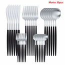 Western Cutlery Set 30 Piece Tableware Set Stainless Steel Dinnerware Black Spoon Fork Knife Dinner Set Complete Home Flatware