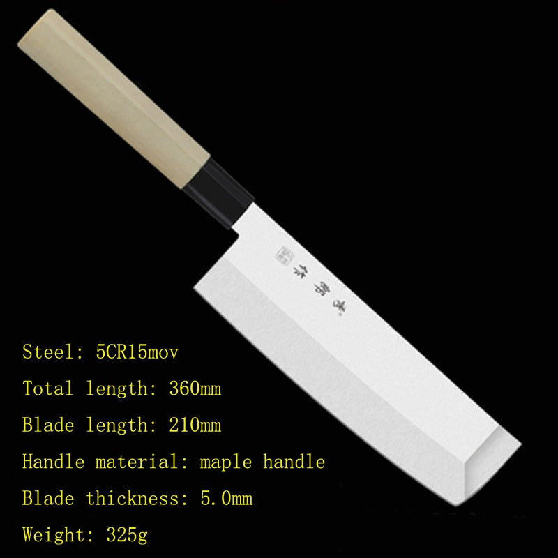 5Cr15 Stainless Steel Japanese Style Kitchen Cutting Vegetable Meat Knives Slicing Salmon Fish Sashimi Sushi Beef Knife Cleave