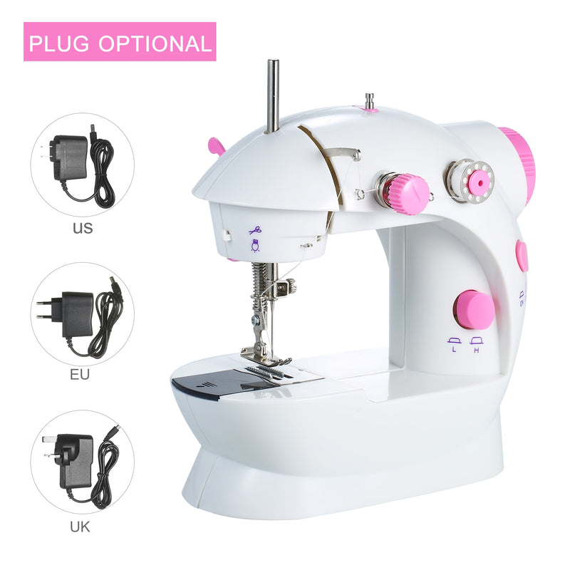 Mini Sewing Machine 2-Speed Double Thread Portable Electric Household Multifunction Sewing Machin with Light Cutter Foot Pedal