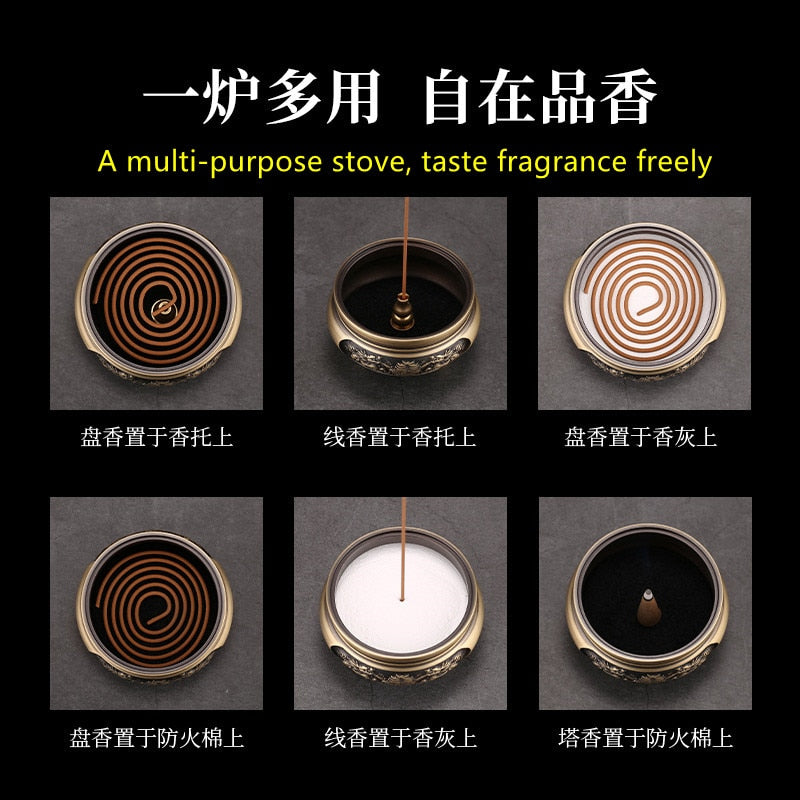 Quemador de incienso de tres patas de artesano de cobre, placa de estufa Zen Xuande, quemador de sándalo, quemador de incienso puro