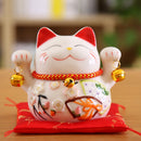 5 inch Maneki Neko Lucky Cat Ornament Ceramic Fortune Cat Statue Home Decorative Gift Feng Shui Beckoning Cat Piggy Bank
