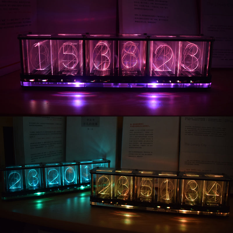 DIY Full-Color RGB Glow Tube Clock DS3231 Electronic Desktop Clock Kit Home Decoration Gift With LED Music Spectrum Function