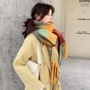 2020 Winter Cashmere Plaid Tassels Shawl Love Thick Braid Rainbow Plaid Color Matching Scarf women