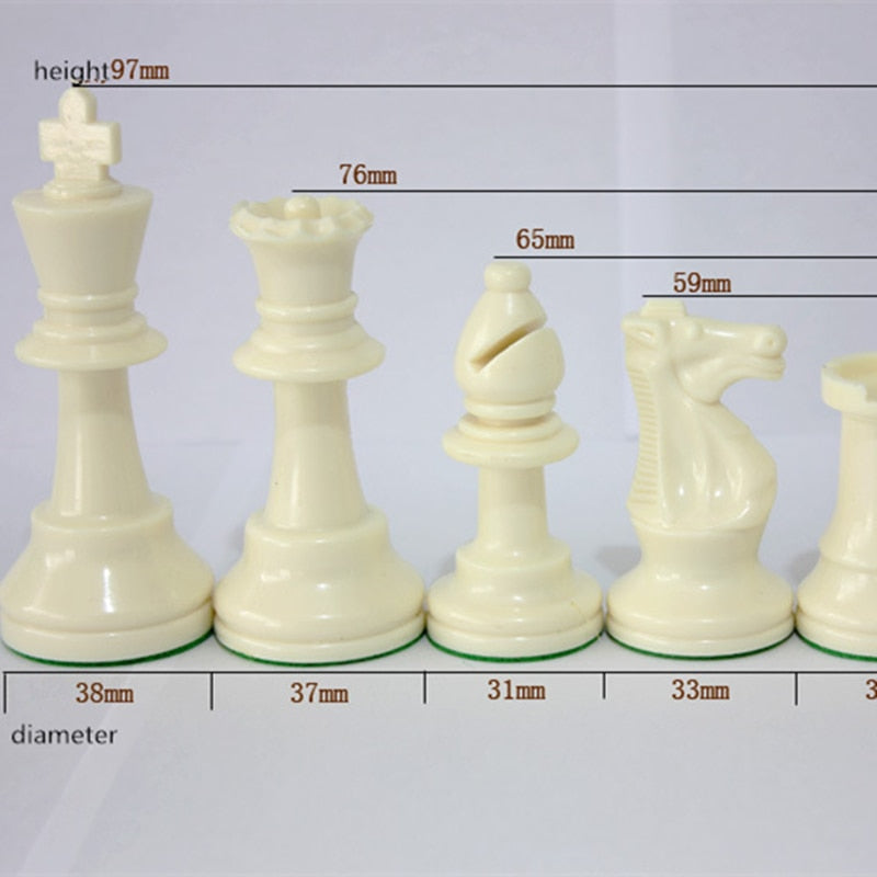 International Standard Chess Game Set Competition King 97mm(3.82inch) Large Plastic Chess Set with Chessboard 4 Rear Game Yernea