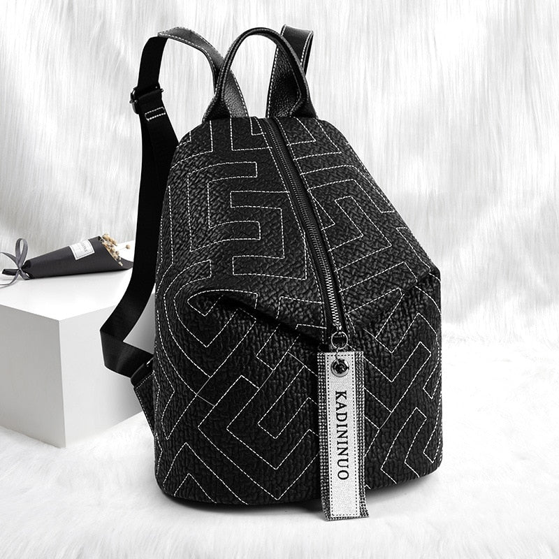 Nueva Mochila para ordenador portátil de cuero con lentejuelas a la moda, Mochila antirrobo con bloqueo de personalidad para mujer, Mochila de viaje, Mochila femenina