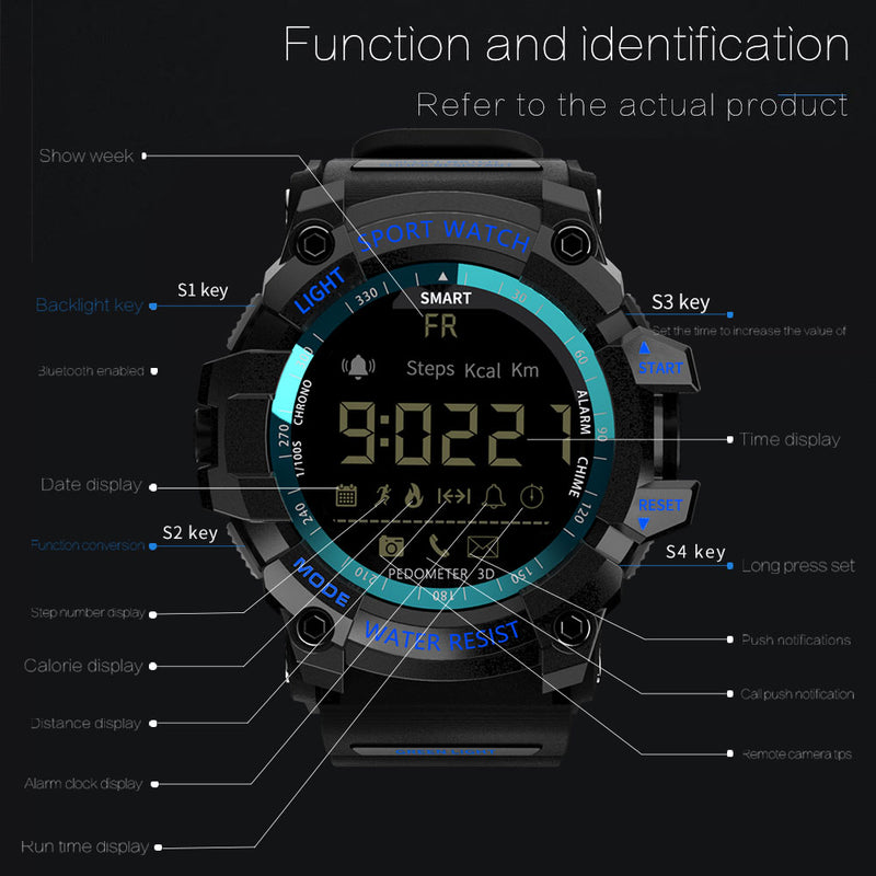 Lokmat Time Sport Smart Watch Fitness Actividad al aire libre Reloj IP67 Relojes impermeables Podómetro Mensaje de llamada Recordatorio para teléfono