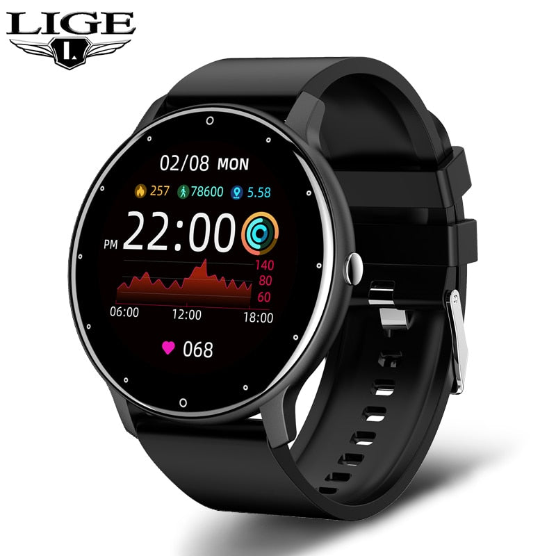 LIGE 2022 nuevo reloj inteligente para hombre con pantalla completamente táctil, reloj deportivo para Fitness IP67, resistente al agua, Bluetooth para Android ios, reloj inteligente para hombre + caja