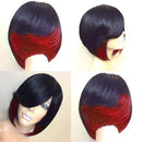 Short Bobo Wig for Black Women Girl Synthetic Wigs Black and Green Red Wig For Cosplay Party Daily Use Heat Resistant Fiber