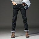 2022 Men Fashion Winter Jeans Men Black Slim Fit Stretch Thick Velvet Pants Warm Jeans Casual Fleece Trousers Male Plus Size