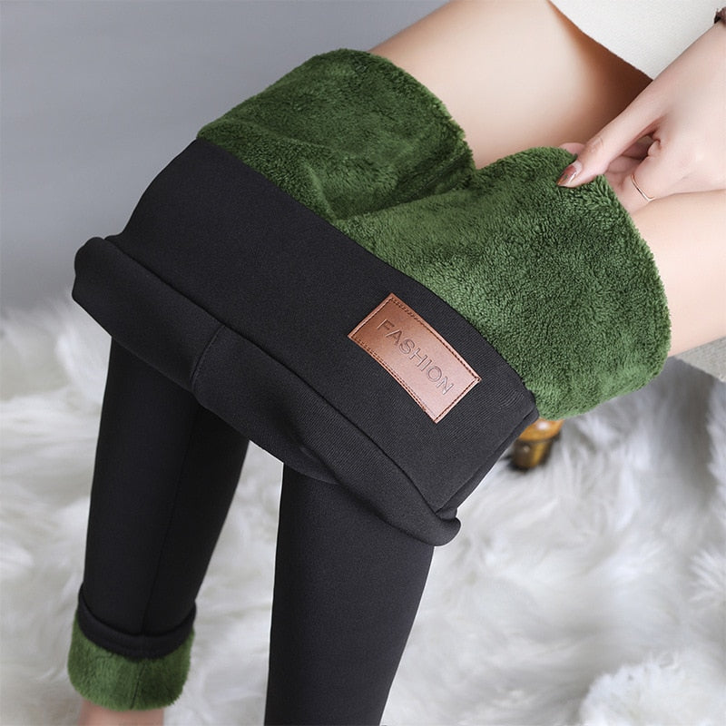 Seoulish Damen Winter Leggings 2022 Neue warme Hose Chic Samt verdicken Abnehmen Kaschmir gewärmte Leggings mit Fleece weiblich