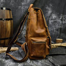 Vintage Crazy Horse Leather Men Backpack Unisex Cow Leather 14" Laptop Rucksack Women Thick Real Leather School Bag Casual Bag