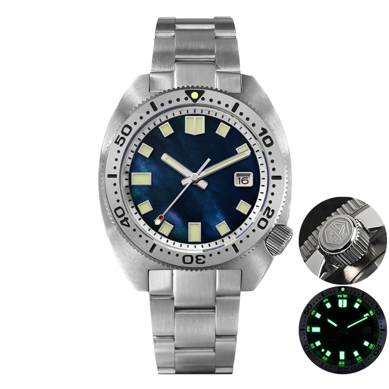 San Martin Diver 6105 Wave 3D Impresión Completa Luminoso Kanagawa Surfing Dial NH35 Mecánico Automático Hombres Reloj Zafiro Fecha