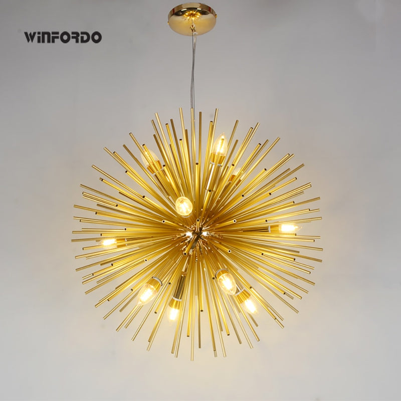 2022 Nordic LED Aluminum Dandelion Chandelier Lighting Sputnik Pendant Lamp Fixture for Restaurant Home Decor Winfordo 110V 220V