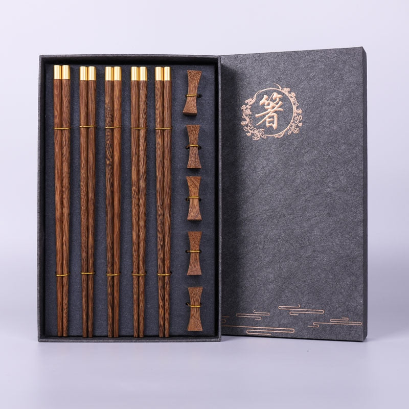 High Quality Premium Natural Red SandalWood Chopsticks Gift Box Packaging Household Cutlery Tableware Set Chinese Chopsticks