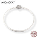 Anomokay New 100% 925 Sterling Silver Cute Little Lion Bangles Bracelets for Children Fashion Birthday Gift S925 Silver Jewelry