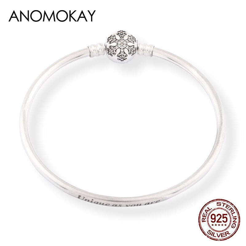 Anomokay New 100% 925 Sterling Silver Cute Little Lion Bangles Bracelets for Children Fashion Birthday Gift S925 Silver Jewelry