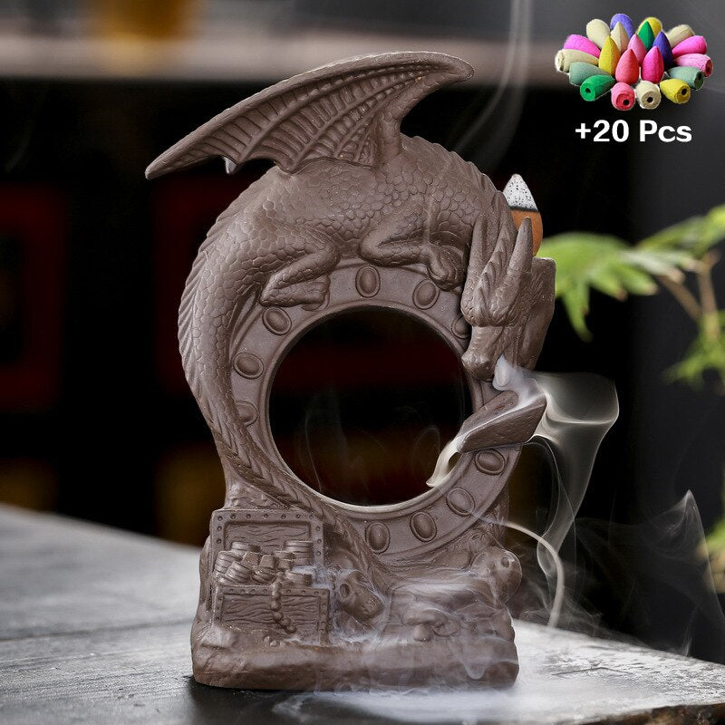 Incense Waterfall Incense Burner Ceramic Dragon Decorative Game Mixed Incense Cone Waterfall Smoking room Decor