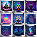 Indian Buddha Statue Meditation 7 Chakra Tapestry Wall Hanging Mandala Tapestries Wall Cloth Psychedelic Yoga Carpet Boho Decor