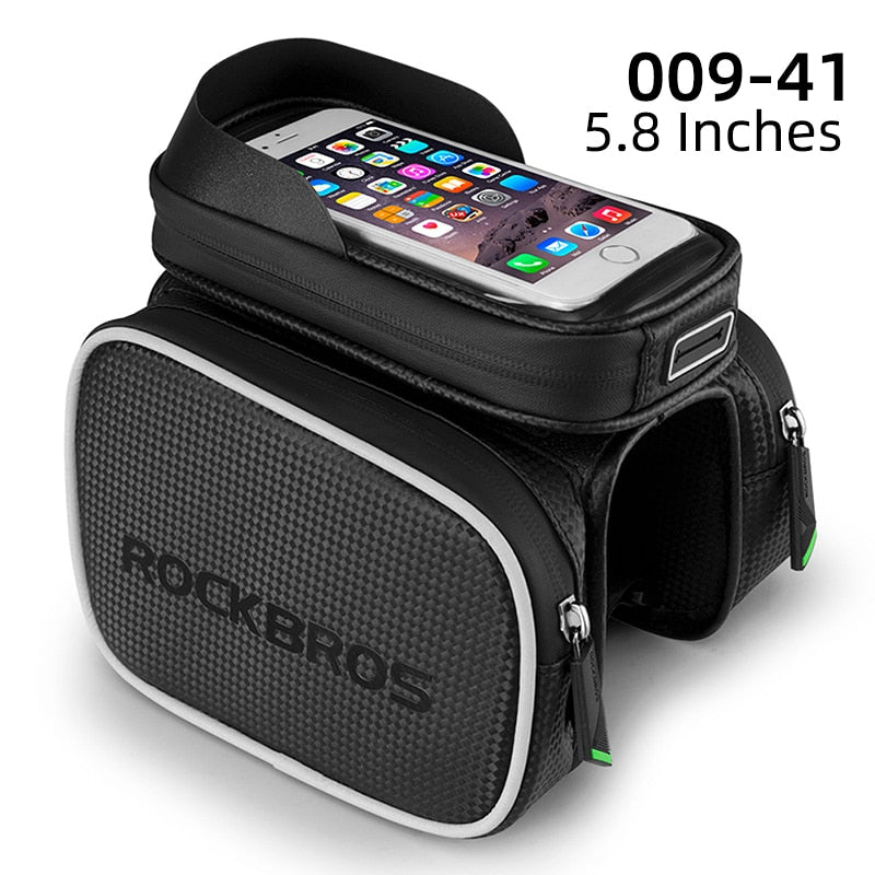 Bolsa de tubo superior para bicicleta de ciclismo ROCKBROS, marco de bicicleta MTB a prueba de lluvia, bolsa de pantalla táctil para teléfono móvil, accesorios para bicicleta