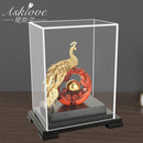 Asklove Gold Phoenix Ornament 3D peacock Statue 24K Gold Foil Decoration Miniature Figurines Desktop Crafts Home Decor Gifts