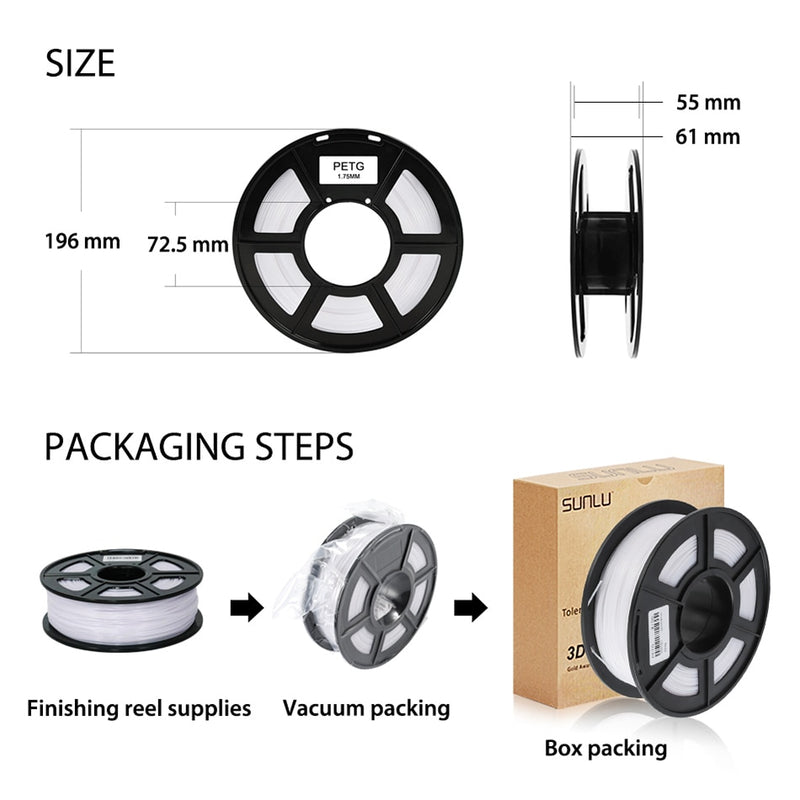 SUNLU PETG 3d Filament 1.75mm For 3D Printer PETG Filament 5rolls/set Dimensional Accuracy +/-0.02mm